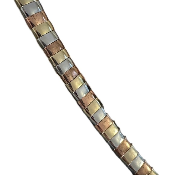 Morris Moskowitz Vintage 80’s Tri Color Metal Chain Thin Leather Belt Women S main image 8